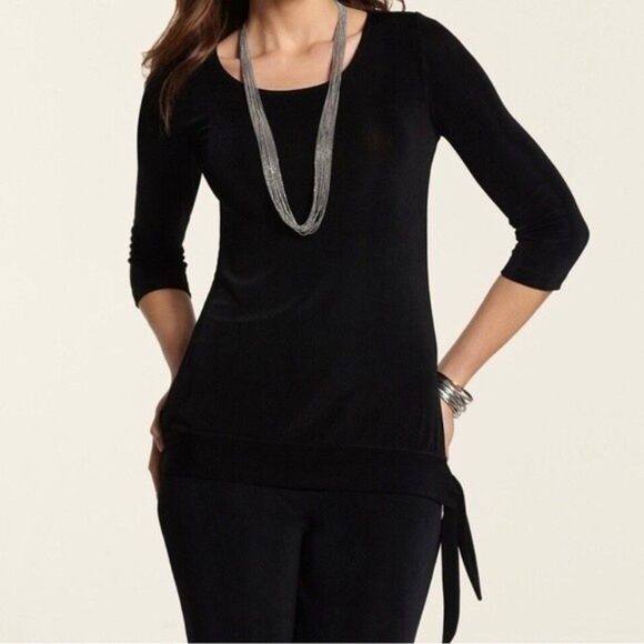 Chico’s Travelers Black Gaby Top Size Small - Picture 1 of 16
